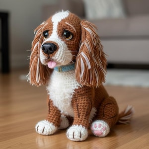 Schema completo: cucciolo di Cocker Spaniel realistico all'uncinetto