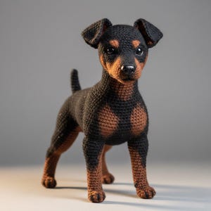 Patrón Amigurumi Premium: Cachorro Pinscher (recortado) (perro)