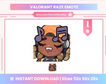 Raze Vibin' Emote for Twitch/Discord/Youtube | Valorant Raze Emote | Headphones Emote | Streamers | Raze Emotes for Gamers