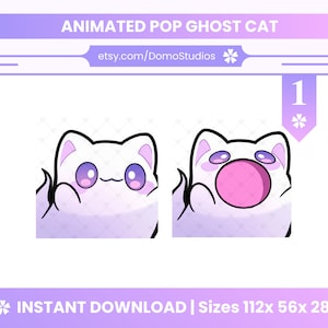 Gesto de gato fantasma animado / Lindo fantasma de Halloween / Descarga instantánea para Twitch Discord Youtube
