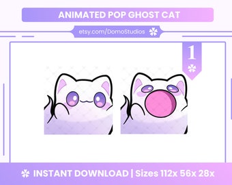 Animated Ghost Cat Emote | Twitch, Discord, Youtube (Instant Download)