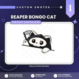 Gesto Bongo Cat de la Parca ANIMADO / Gesto de calavera con guadaña / Gesto de Shinigami / Descarga instantánea para Twitch, Discord, YouTube
