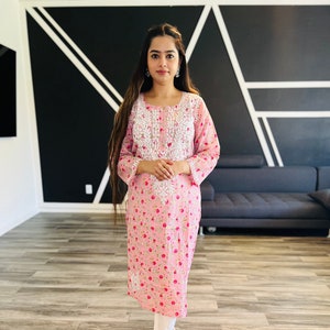 Handmade Lucknowi Chikankari Kurti - Pure Cotton Indian Dress