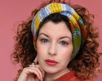 Knitted Headband in Colour Block Pattern Clash