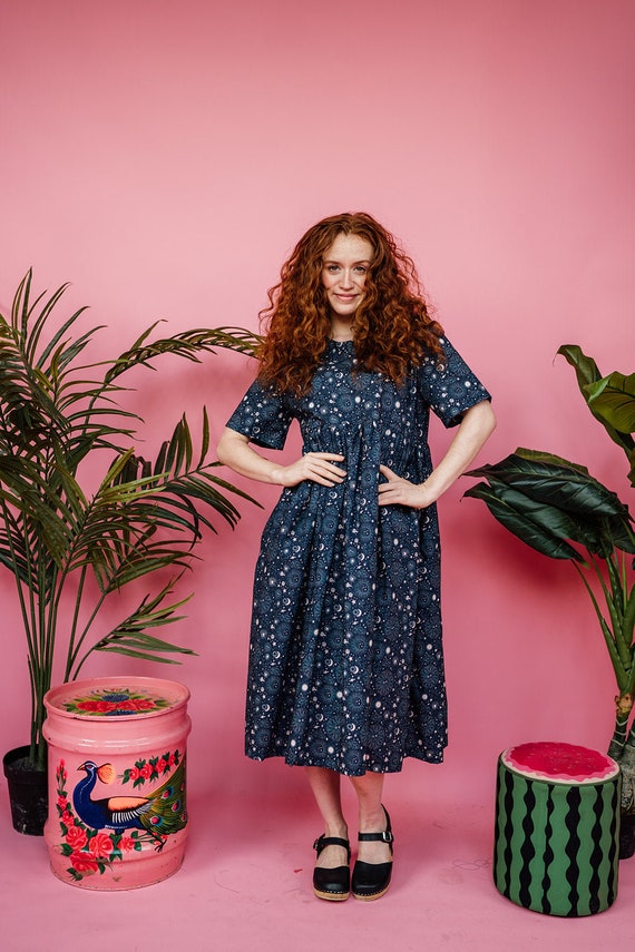 Navy smock dress hot sale