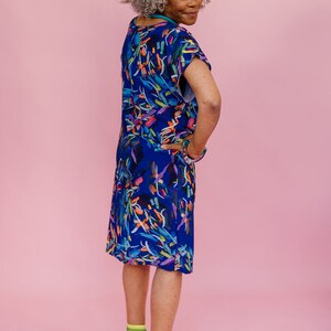 Shift Dress in Blue Abstract Print 3