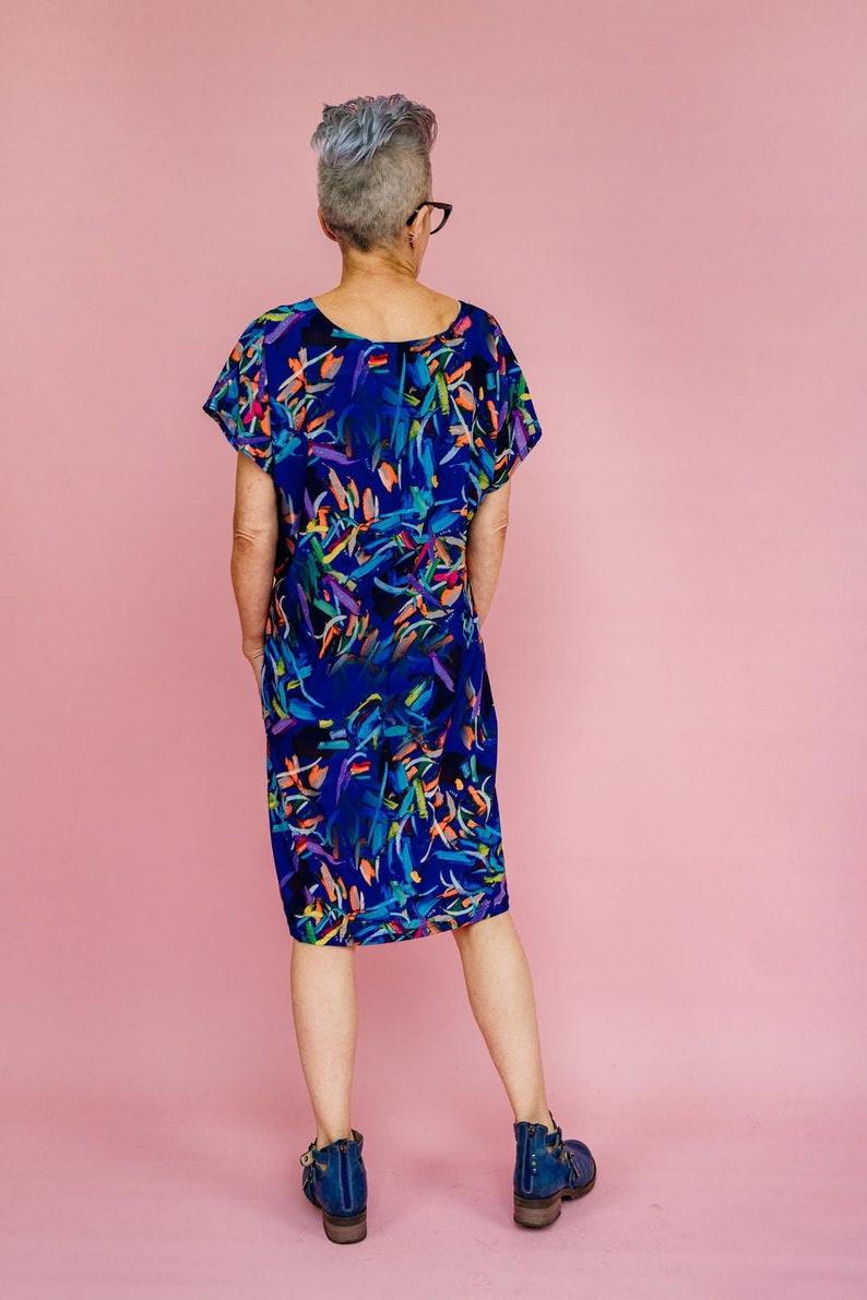 Shift Dress in Blue Abstract Print 6