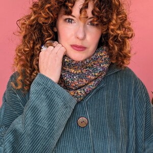 Reversible Grey Speckle and Bouclé Snood