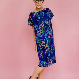 Shift Dress in Blue Abstract Print 5