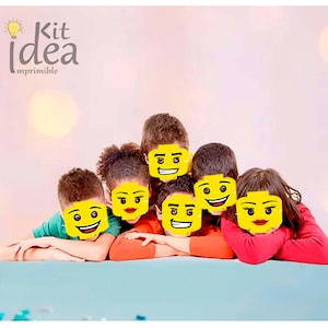 Printable Kit Building Blocks Masks Printable Mask Building Bricks Birthday Party Mask for kids party blocks