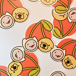 Cherry Finn and Jake Sticker | Adventure Time | Waterproof | Cute, Kawaii Digital Illustration