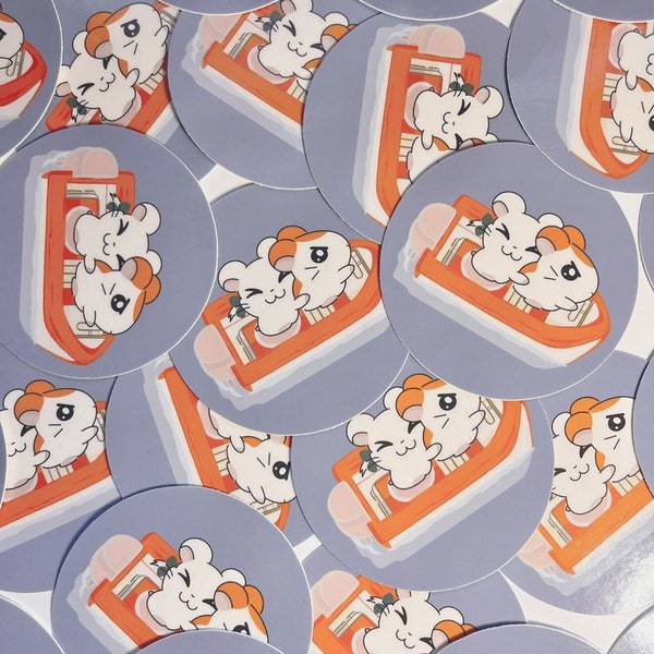 Hamtaro Ham-Ham Heartbreak Sticker | Hamtaro & Bijou | Anime GBA Game | Waterproof | Cute, Kawaii Digital Illustration