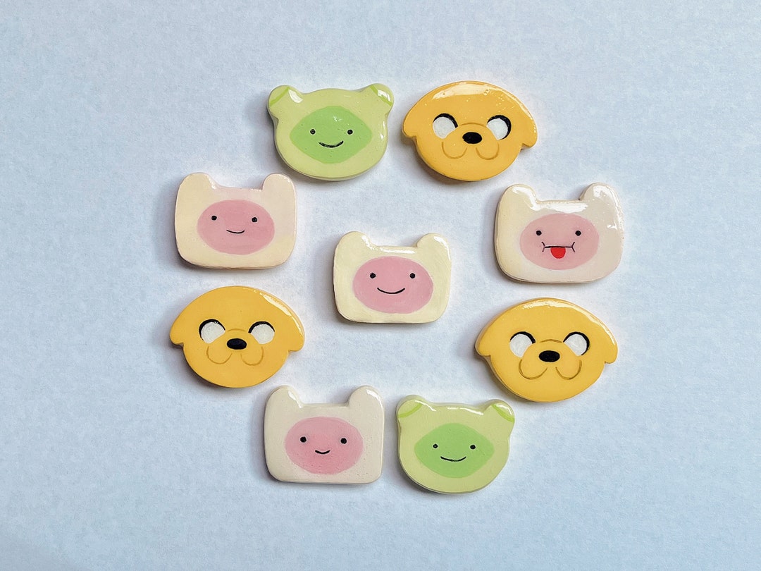 Finn and Jake Handmade Hand-painted Clay Pins | Adventure Time ...
