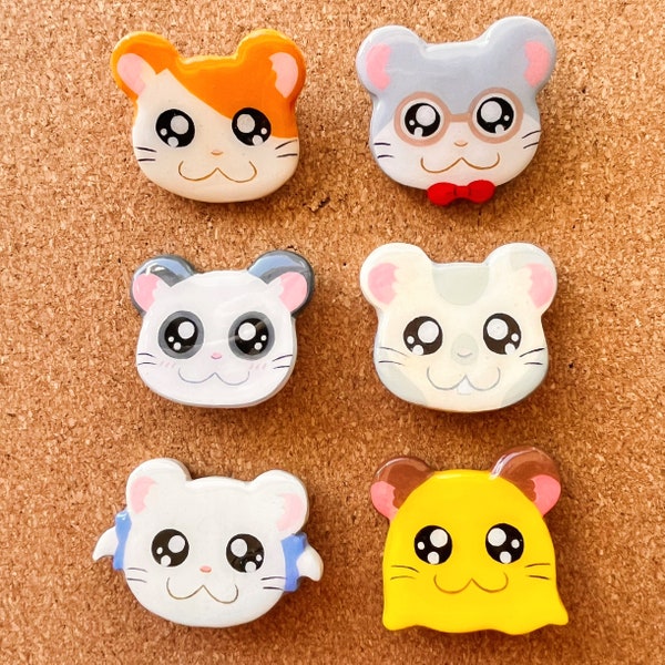 Hamtaro and Friends Handmade Clay Pins | Kawaii Anime Cartoon