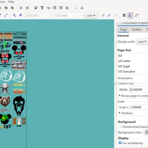 May include: A teal blue background with a vertical column of black and white stickers. The stickers feature various designs, including a Mickey Mouse head, a bear, a skull, and a clover with the word "LUCKY" written on it.