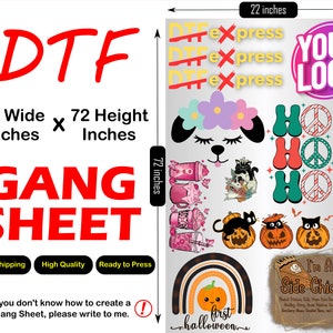 72 inches DTF Gang Sheet Full Color Custom Dtf Transfer, Dtf Print, DTF Gang Sheet, Personalized Heat Print, Bulk DTF Sheet, New York Dtf