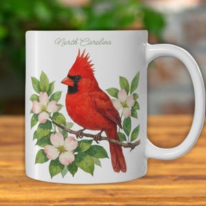 North Carolina Northern Cardinal Dogwood Flower Ceramic Mug 11oz