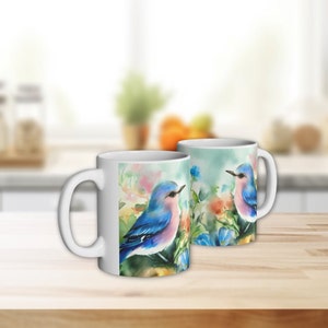 Watercolor Bluebird 11 oz ceramic mug