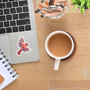 Northern Cardinal in Flight Vinyl Sticker