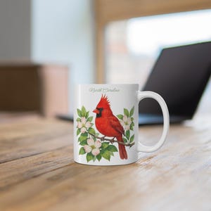 North Carolina Northern Cardinal Dogwood Flower Ceramic Mug 11oz