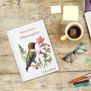 Diario personalizzato con copertina rigida &quot;Colibrì gola di rubino&quot; per lei
