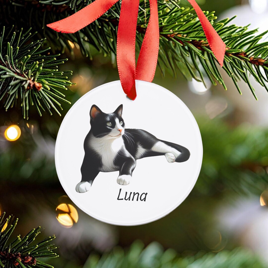 Tuxedo Acrylic Christmas Ornament, Personalized Gift for Cat Lovers - Etsy