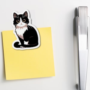Cartoon Tuxedo Cat Die-Cut Magnet
