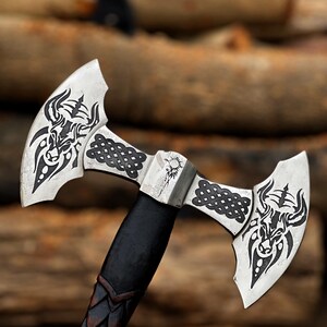 Custom Forged Warlord's Edge Battle Axe – 1095 Steel & Ash Wood