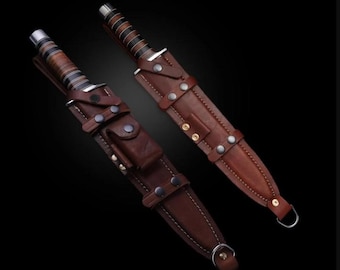 Handmade D2 Steel Arkansas Toothpick Knife Pair, Leather Sheaths
