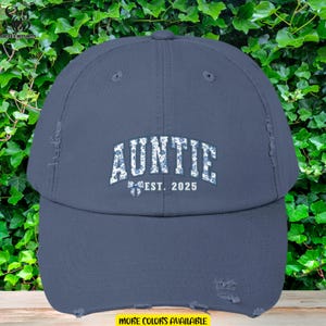 Custom Year Blue Chinoiseries Coquette Auntie Cap, Personalized Distressed Cap