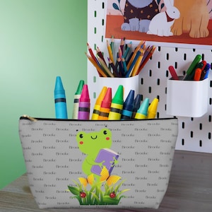 Green Frog Zipper Pencil Pouch Gift for Kid Student Gift for Teen Pouch Travel Gift for Home Office Pencil Organizer Back to School Supply