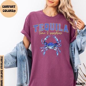 Chill Vibes Tequila T-Shirt, Unisex Beach Wear, Blue Crab Tequila Summer Tee, Gift for Tequila Lovers, Coastal Apparel Shirt, Summer Tee