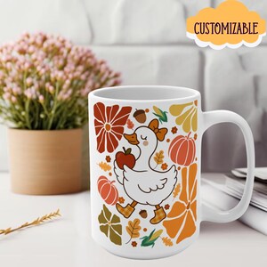 Custom Boho Autumn Goose Coffee Mug, Goose Fall Decor Mug, Goose Coffee Cup, Thanksgiving Goose Mug, Fall Coffee Lover Gift, Goose Lover Mug