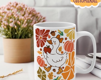 Custom Goose Coffee Mug, Boho Fall Decor, Autumn Gift