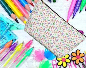 Colorful Numbers Zipper Pencil Pouch, Gift for Kid Student, Gift for Teen, Personalized Gift for Home Office, Back to School Supply