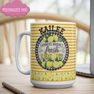 Custom Lemon Coffee Mug, Tropical Fruit Coffee Cup Birthday Gift, Kitchen Decor Mug, Lemons Tea Mug, Lemons Farmers Market Mug Gift for Her
