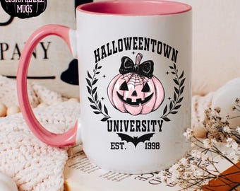 Halloweentown Pink Pumpkin Coffee Mug, Spooky University Mug, Pink Halloween Mug, Haunted Mug, Spooky College Mug, Pumpkin Spice Lover Cup