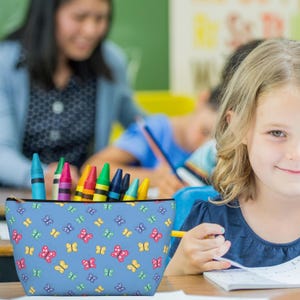 Pastel Butterfly Zipper Pencil Pouch, Gift for Kid Student, Gift for Teen, Personalized Gift for High School Student, Back to School Supply