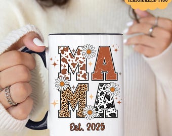 Custom Floral Mama Coffee Mug, 15oz, Gift for Moms, Daisies Coffee Cup, Mom's Birthday Gift, Mother's Day Mug, Home Decor, Home Office Decor