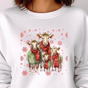 Cow Santa Sweatshirt Christmas Sweatshirt Cows Sweatshirt Christmas Santa Claus Shirt Christmas Family Shirt Western Sweatshirt Cow Shirt