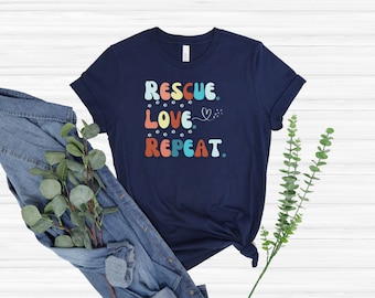 Dog Rescue TShirt Adopt Rescue Foster, Retro Rescue Mom T-Shirt Animal Rescue Tee Shirt Dog Adoption Shirt Gift for Dog Mama Dog Lover