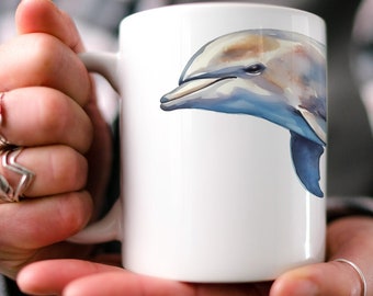 Dolphin Coffee Mug: Watercolor Marine Life Design