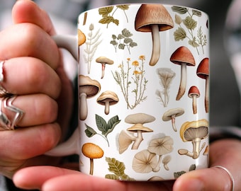 Pilz Muster Kaffeetasse: Aquarell Cottagecore Design