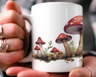 Pilz Kaffeetasse: Boho Aquarell Fungi Design