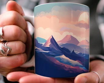Mountain Valley Coffee Mug: Nature Inspired Ceramic Cup