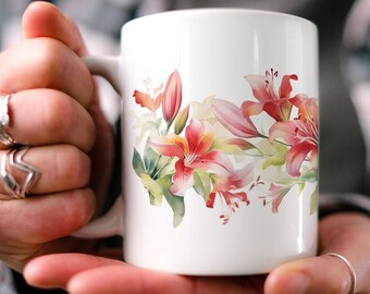 Alstroemeria Blumen-Tasse: Cottagecore Botanische Teetasse