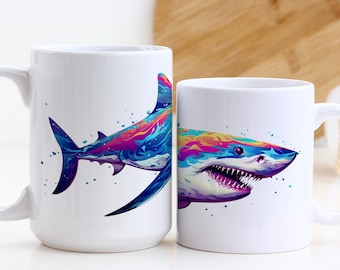 Aquarell Hai Kaffeetasse: Marine Life Keramiktasse