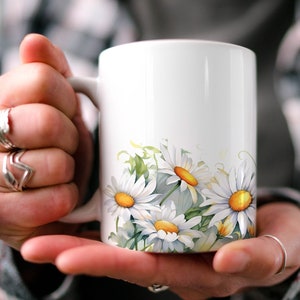 Charming Daisies Mug, Enchanting Floral Cottagecore Mug, Botanical Mug, Beautiful Watercolor Charming Daisies Design, Nature Lover&#39;s Gift