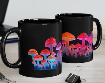 Neon Pilz Kaffeebecher: Psychedelische Cottagecore Keramiktasse