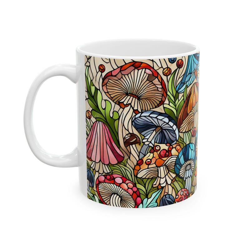 Buntglas Pilz Kaffeetasse: Keramik Teetasse, Geschenk für Pflanzenliebhaber Bild 6